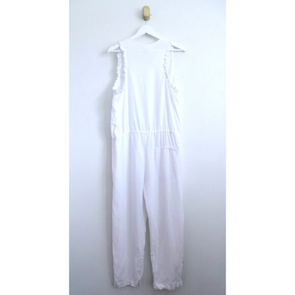 NEW! On the Road 100% Linen Jumpsuit White SZ Large - Picture 6 of 9